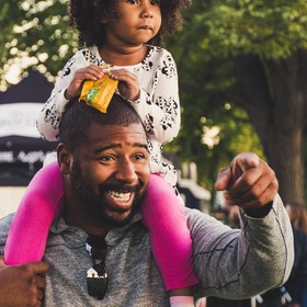 Man Carrying His Daughter On His Shoulders